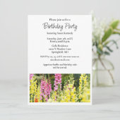 Invitation pour fête d'anniversaire fleur jaune ro (Debout devant)