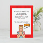 Invitation pour fête d'anniversaire Pop Art Comic (Debout devant)