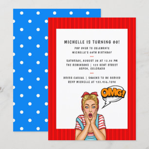 Invitation pour fête d'anniversaire Pop Art Comic