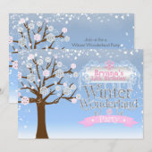 Invitation pour fête d'anniversaire rose de Winter (Devant / Derrière)