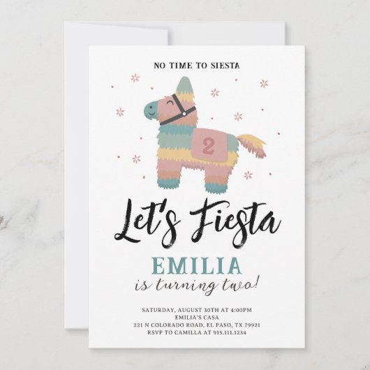 Invitation pour fête Fiesta avec couleurs terreuse (Devant)