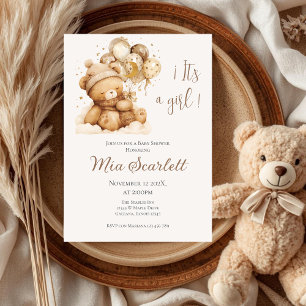 Invitation pour fille à une Baby Shower avec un ou