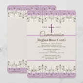 Invitation pour fille de communion (Devant / Derrière)