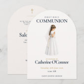 Invitation pour fille de première communion solenn (Devant / Derrière)