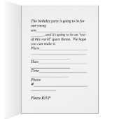 Invitation pour Fils Anniversaire, Thème Espace (Intérieur (Droit))