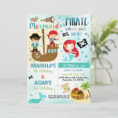 Invitation pour frère et soeur pirate sirène garço (Debout devant)