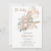 Invitation pour garçon à la baby shower Boho Bear (Devant)