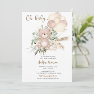 Invitation pour garçon à la baby shower Boho Bear