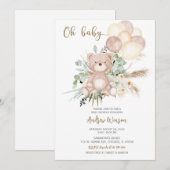 Invitation pour garçon à la baby shower Boho Bear (Devant / Derrière)