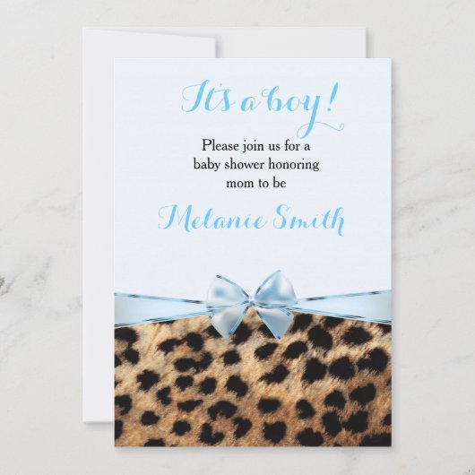 Invitation pour garçon Baby Shower Cheetah Léopard (Devant)