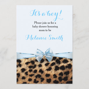 Invitation pour garçon Baby Shower Cheetah Léopard
