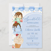 Invitation pour garçon bébé glace sucrée bleue Bab (Devant)