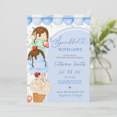 Invitation pour garçon bébé glace sucrée bleue Bab (Debout devant)