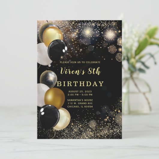 Invitation pour garçon de 8e anniversaire (Debout devant)