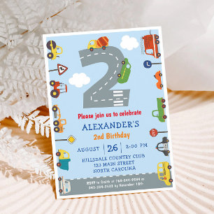 Invitation pour garçon pour le 2e anniversaire - V