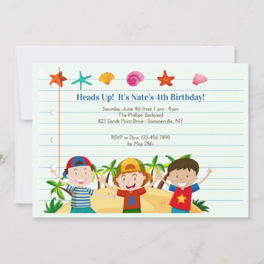 Invitation pour garçons d'été (Devant)