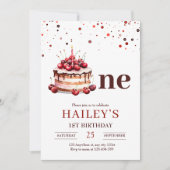 Invitation pour gâteau d'anniversaire 1 an, Fille  (Devant)