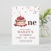 Invitation pour gâteau d'anniversaire 1 an, Fille  (Debout devant)