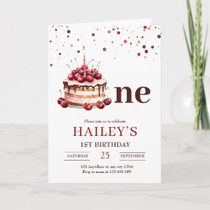 Invitation pour gâteau d'anniversaire 1 an, Filles