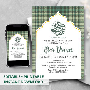 Invitation pour Iftar de Ramadan à motif carreaux