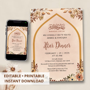 Invitation pour Iftar de Ramadan avec Arche Floral