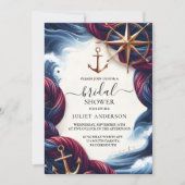 Invitation Pour Knot Bateau Navire Marine Blue Fête des marié (Devant)