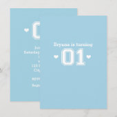 Invitation pour la 1ère fête d'anniversaire Blue A (Devant / Derrière)