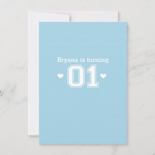 Invitation pour la 1ère fête d'anniversaire Blue A (Devant)