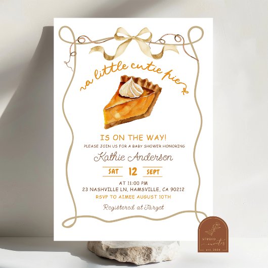 Invitation pour la baby shower Bow Coquette Pie