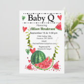 Invitation pour la Baby Shower de Bébé Q Pastèque (Debout devant)