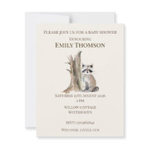 Invitation pour la baby shower de bébé raton laveu