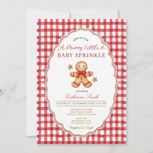 Invitation pour la Baby Shower de Noël au pain d'é (Devant)