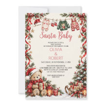 Invitation pour la Baby Shower de Noël Santa Baby