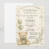 Invitation pour la Baby Shower de Petit Ours (Devant / Derrière)