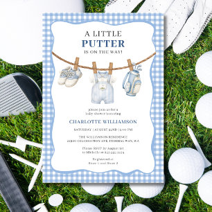 Invitation pour la Baby Shower Little Putter Blue