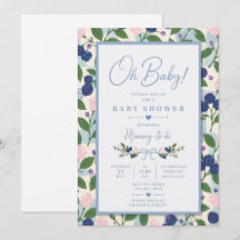 Invitation pour la Baby Shower Oh Baby Blueberry