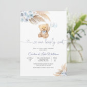Invitation pour la Baby Shower Ourson Bleu (Debout devant)