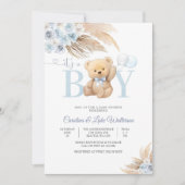 Invitation pour la Baby Shower Ourson Bleu (Devant)