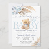 Invitation pour la Baby Shower Ourson Bleu (Devant)