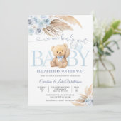 Invitation pour la Baby Shower Ourson Bleu (Debout devant)