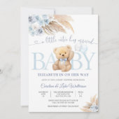 Invitation pour la Baby Shower Ourson Bleu en Pelu (Devant)