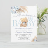 Invitation pour la Baby Shower Ourson Bleu en Pelu (Debout devant)