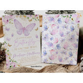 Invitation pour la Baby Shower Papillon Violet Fil