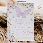 Invitation pour la Baby Shower Papillon Violet Fil