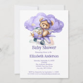 Invitation pour la baby shower Teddy Bear Airplane (Devant)
