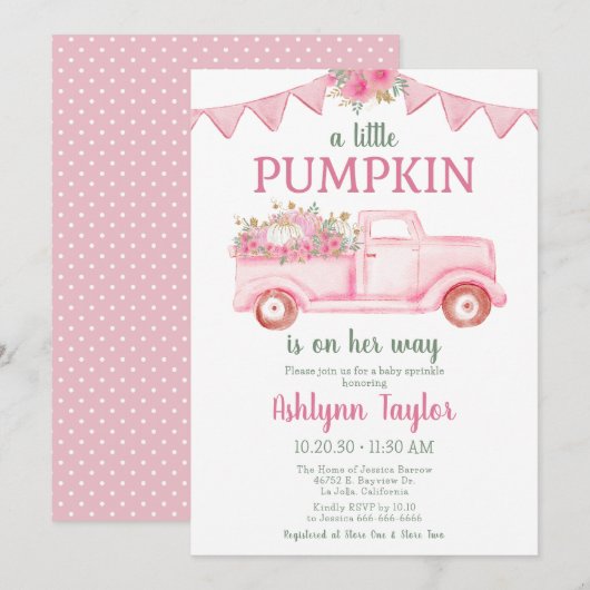 Invitation pour la Baby Sprinkle de la Petite Fill (Devant / Derrière)