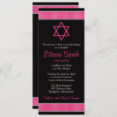 Invitation pour la Bat Mitzvah à pois roses et noi (Devant / Derrière)