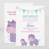Invitation pour la célébration de bébé éléphant Ba (Devant / Derrière)