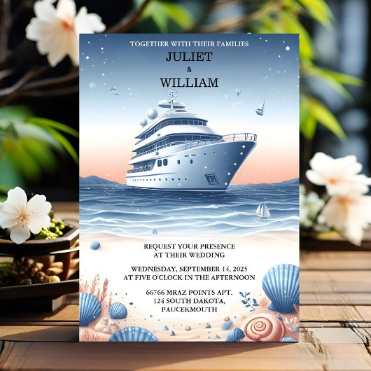 Invitation Pour la corde Knot Bateau Navire Marine Bleu Maria