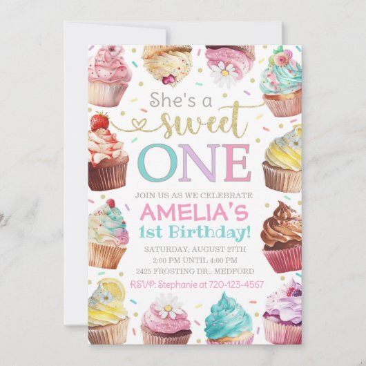 Invitation pour la douce, Invitation Cupcake (Devant)
